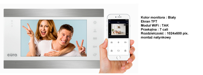 Eura Monitor wideodomofonu VDA-00C5 WiFi 7''